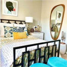 200  cm  Asimetrik Dekoratif Duvar Boy Aynası-Doğal Ahşap Masif ÇERÇEVELI(ÖZELLEŞTIRILEBILIR)-155