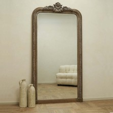 196 x 100  cm  Dekoratif Tasarım Ahşap Boy Aynası - Kahverengi
