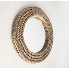 Hasır Halat Çerçeveli Yuvarlak Duvar Aynası - 40  cm  (1)