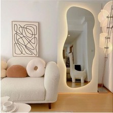 170  cm  Ledli Dalgalı Dekoratif Duvar Boy Aynası