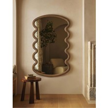 150 x 90  cm  Ahşap Çerçeveli Kıvrımlı Boy Aynası -Duvar Dekor Aynası - Yatay Asılabilir