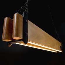 160  cm  Modern Tasarımlı Dekoratif Aydınlatma Avizesi -Doğal Masif Ahşap Iç Mekan Aydınlatması