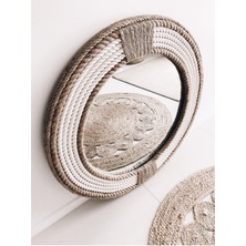 Hasır Halat Çerçeveli Yuvarlak Duvar Aynası - 90  cm