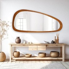 180  cm  Asimetrik Dekoratif Duvar Boy Aynası-Doğal Ahşap Masif Çerçeveli(Özelleştirilebilir)-25