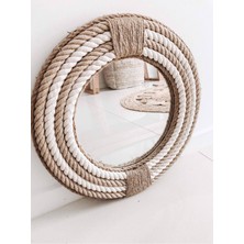 Hasır Halat Çerçeveli Yuvarlak Duvar Aynası - 60  cm  (1)