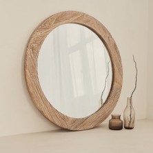 Doğal Ahşap Çerçeveli Dekoratif Konsol Üstü Duvar Aynası