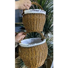 2 Li Sentetik Rattan Örme Sepet