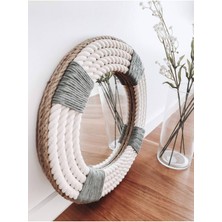 Hasır Halat Çerçeveli Yuvarlak Duvar Aynası - 90  cm  (3)