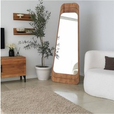 160  cm  Asimetrik Dekoratif Duvar Boy Aynası-Doğal Ahşap Masif ÇERÇEVELI(ÖZELLEŞTIRILEBILIR)-247