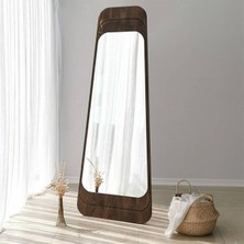 150  cm  Asimetrik Dekoratif Duvar Boy Aynası-Doğal Ahşap Masif ÇERÇEVELI(ÖZELLEŞTIRILEBILIR)-270