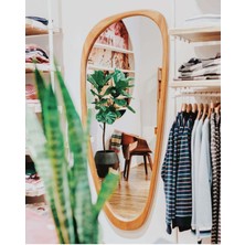 200  cm  Asimetrik Dekoratif Duvar Boy Aynası-Doğal Ahşap Masif ÇERÇEVELI(ÖZELLEŞTIRILEBILIR)-177