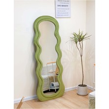 200  cm  Kadife Kumaş Çerçeveli Dekoratif Duvar Boy Aynası - Konsol Üstü Salon Aynası