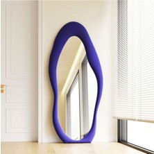 180  cm  Kadife Kumaş Çerçeveli Dekoratif Duvar Boy Aynası - Konsol Üstü Salon Aynası