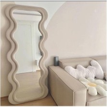 90  cm  Dalga Desenli Dekoratif Duvar Boy Aynası