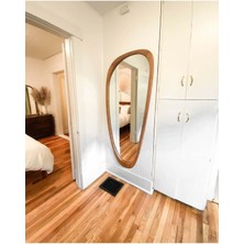 150  cm  Asimetrik Dekoratif Duvar Boy Aynası-Doğal Ahşap Masif ÇERÇEVELI(ÖZELLEŞTIRILEBILIR)-138