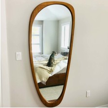 190  cm  Asimetrik Dekoratif Duvar Boy Aynası-Doğal Ahşap Masif ÇERÇEVELI(ÖZELLEŞTIRILEBILIR)-112