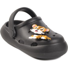 Siyah Unisex Çocuk Sabo Terlik Yumurcak B