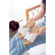 Slipcat Kadın Toka Detaylı Hasırlı Ev Terliği Dış Mekan Terliği