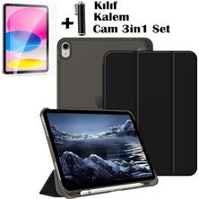 iPad (A16) 11 Nesil 11 Inç 2025, iPad 10 Nesil 10,9 Inç 2022 Uyumlu Tablet Kılıfı Akıllı Smart Uyku Modlu Katlanabilir Arkası Renkli Standlı Kılıf +Ekran Koruyucu Cam+Kalem 3'lü Set  A3354 A3355 A3356