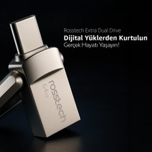 Rosstech Extra Dual Drive 64GB USB 3.2 Gen1 To Type-C 150MB-SN Flash Bellek