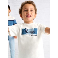 Mayoral 04-10 Yaş Arası Mayoral Krem Işlemeli T-Shırt - Krem