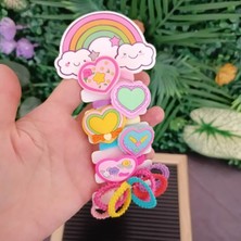 Efna Store Sevimli Mini  Silikon Kalp Figürlü Düz Lastik ve Tırtıklı Model Karışık Renk Çocuk Tokası