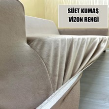 Süet Detaylı Angora Kumaş 2 Adet Üçlü & Çekyat- 2 Adet Tekli Set Koltuk Kılıfı