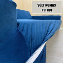 Süet Detaylı Angora Kumaş 2 Adet Üçlü & Çekyat- 2 Adet Tekli Set Koltuk Kılıfı