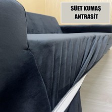 Süet Detaylı Angora Kumaş 2 Adet Üçlü & Çekyat- 2 Adet Tekli Set Koltuk Kılıfı