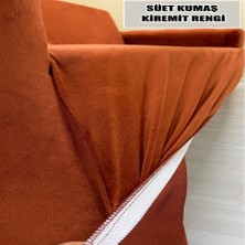 Süet Detaylı Angora Kumaş 2 Adet Üçlü & Çekyat- 2 Adet Tekli Set Koltuk Kılıfı