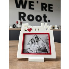 Aile Fotoğraf Çerçevesi Family Yazılı Kalpli Çerçeve Dekoratif Modern Anı Çerçeve