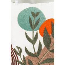 Beyaz Kumaş Punch Nakışlı Dekoratif Kırlent Kılıfı - Bohem Tasarım - 45 x 45  cm