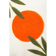 Beyaz Kumaş Punch Nakışlı Dekoratif Kırlent Kılıfı - Bohem Tasarım - 45 x 45  cm
