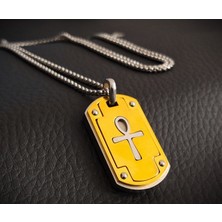 Altın Renk Paslanmaz Çelik Künye Model Antik Mısır Nil Anahtarı Ankh Kolye / 65 cm Zincirli