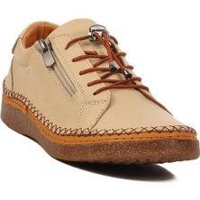 Bej  Deri Anatomik Kadın Casual Ayakkabı AY8207 Z