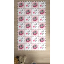 Dijital Baskılı Kedi-Kalp Desenli  Çocuk/bebek Odası Yapboz  Puzzle Japon Halı