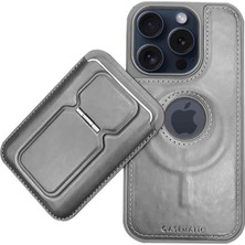 IPHONE 16 Plus Için Magsafe Cüzdanlı Mıknatıslı Lüks Deri Kılıf