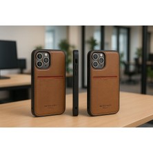 IPHONE 16 Pro Için Kredi Kartlıklı Deri Kılıf