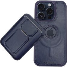 IPHONE 16 Promax Için Magsafe Cüzdanlı Mıknatıslı Lüks Deri Kılıf