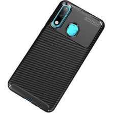 Ermer Huawei P30 Lite Uyumlu Karbon Görünümlü Premium Dayanıklı ve Ince Kılıf