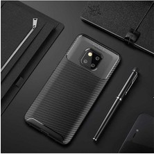 Ermer Huawei Mate 20 Pro Uyumlu Karbon Görünümlü Premium Dayanıklı ve Ince Kılıf