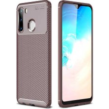 Ermer Samsung Galaxy A21 Uyumlu Karbon Görünümlü Premium Dayanıklı ve Ince Kılıf