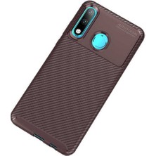 Ermer Huawei P30 Lite Uyumlu Karbon Görünümlü Premium Dayanıklı ve Ince Kılıf