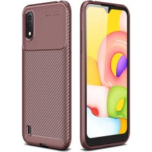 Ermer Samsung Galaxy A01 Uyumlu Karbon Görünümlü Premium Dayanıklı ve Ince Kılıf