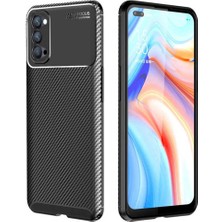 Ermer Oppo Reno 4 Uyumlu Karbon Görünümlü Premium Dayanıklı ve Ince Kılıf