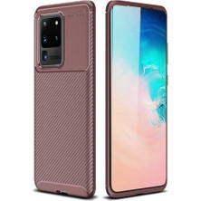 Ermer Samsung Galaxy S20 Ultra Uyumlu Karbon Görünümlü Premium Dayanıklı ve Ince Kılıf