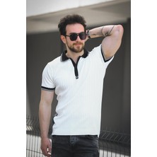 Ferruc Çizgili Likralı Slim Fit Renkli Polo Yaka Örme Erkek Triko Tshirt