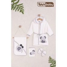 Vav Baby Pamuklu Bebek Havlu Bornoz Seti Kapşonlu Bebek Bornoz Tavşan Desen