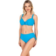 Endeep kadın Büyük Beden Balenli Mavi Bikini Takımı