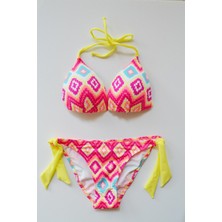 Beria Kadın Üçgen Yarım Dolgulu Desenli Sarı Bikini Takımı